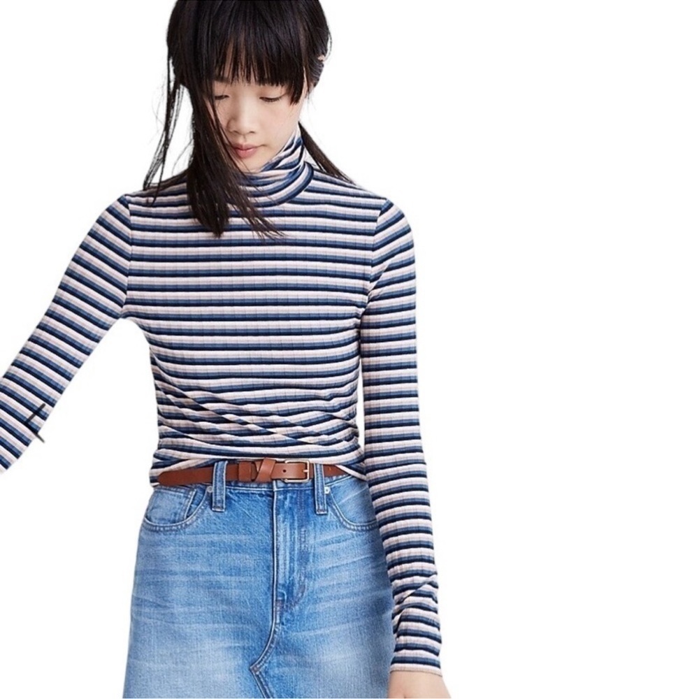 Madewell Striped Ribbed Turtleneck